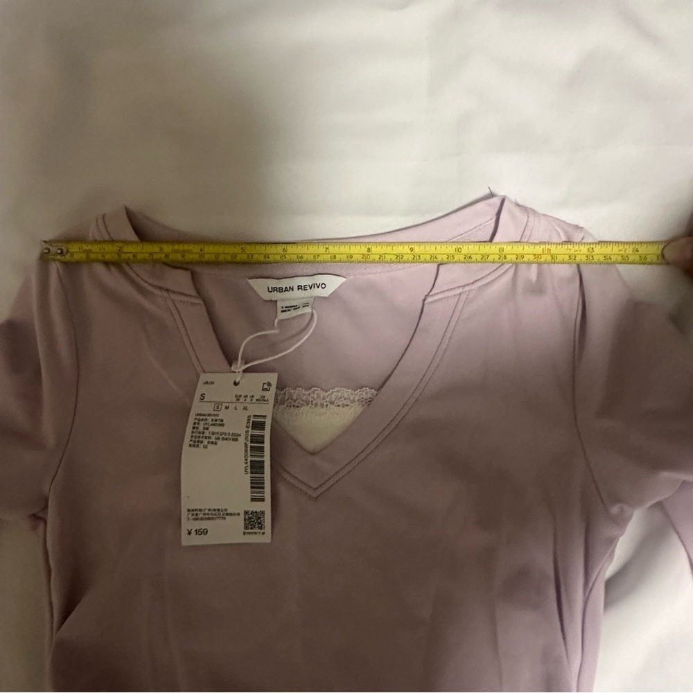 Urban Revivo Lilac and white Long Sleeve Women's Top size 4 - Picture 7 of 16